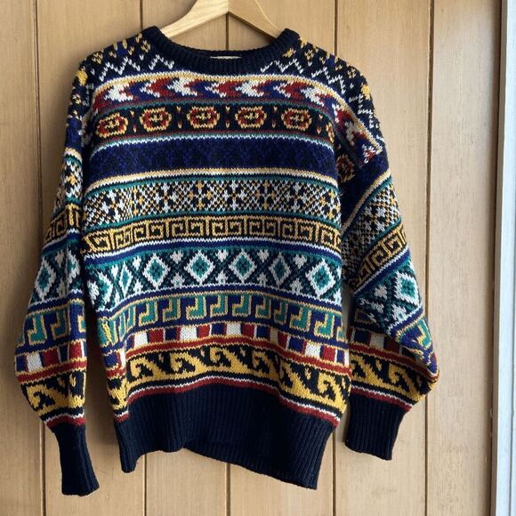 Gipsy Other - Men's Multicolor Patterned Crewneck Sweater - Navy Base